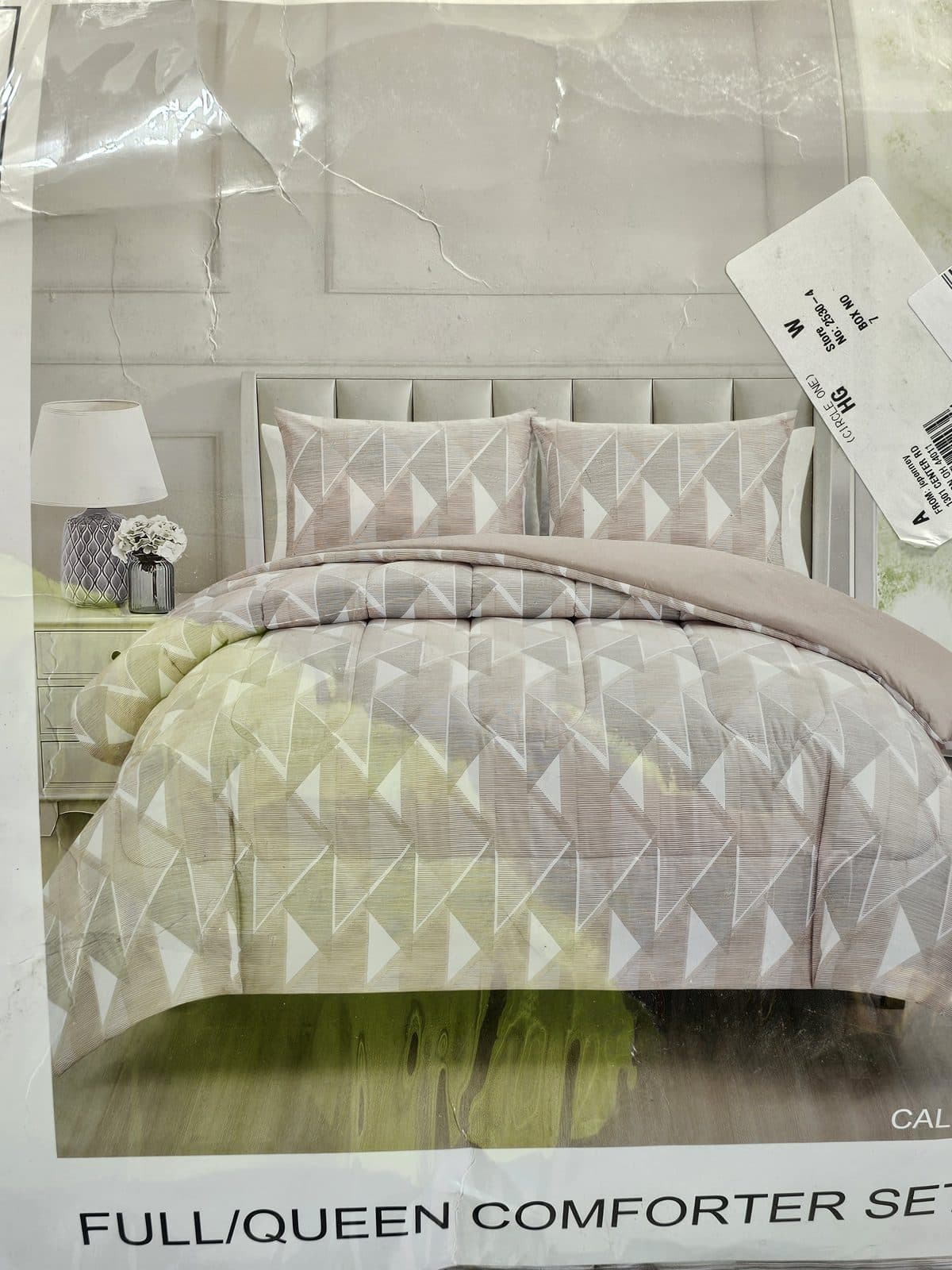 JCPenney Home Calle 3-Piece Comforter Set - Taupe Geometric - Full/Queen