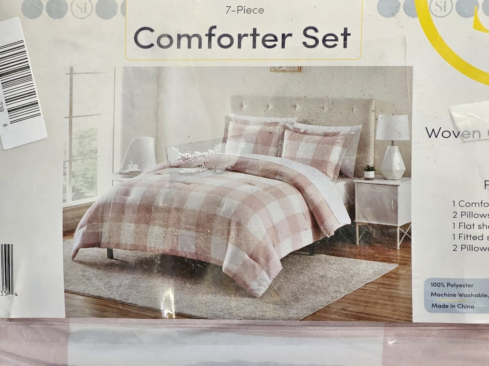 Sweet Home Collection Woven Checkered Bed-in-a-Bag - Pink Plaid - Full