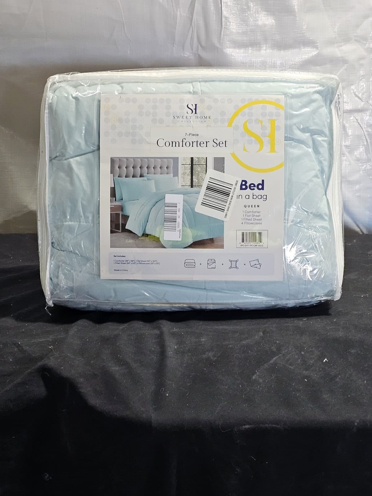 Sweet Home Collection Luxury Solid Bed-in-a-Bag - Aqua - Queen