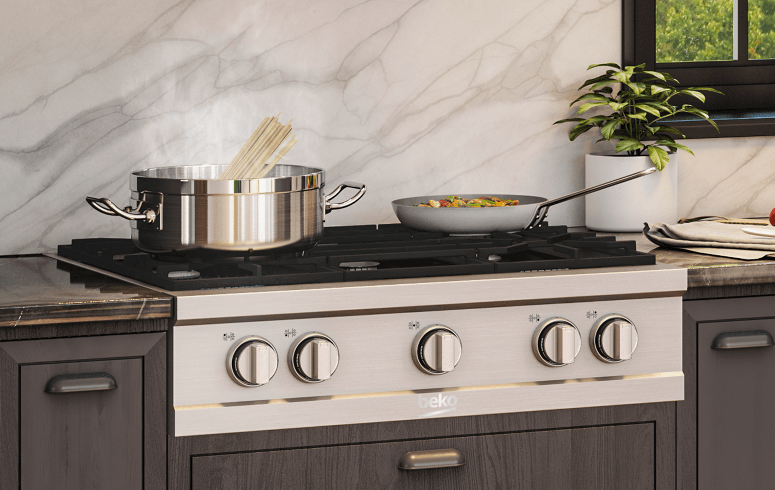 Beko 30″ Pro-Style Gas Rangetop — 5 Burners / Dual Power — PRGRT30500SS (New) - GREEN BAY, WI