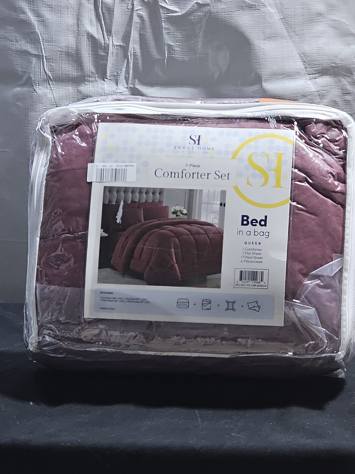 Sweet Home Collection Luxury Solid Bed-in-a-Bag - Burgundy - Queen