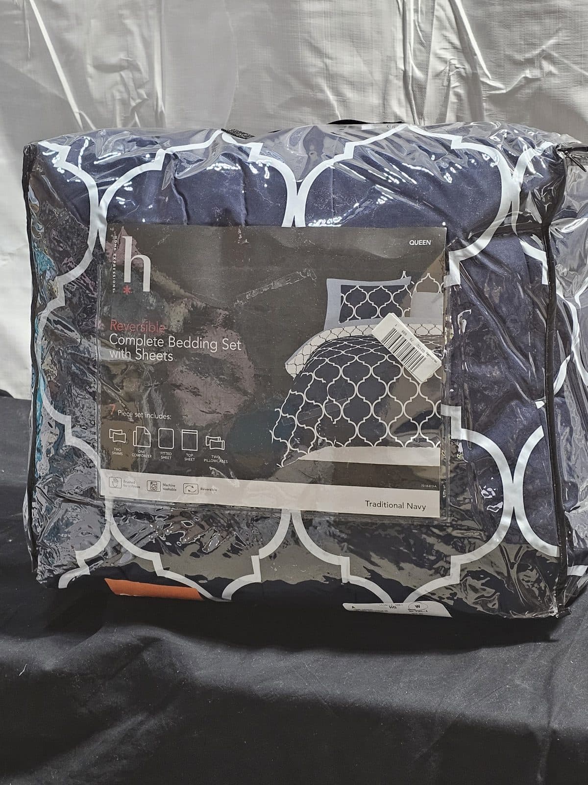 Home Expressions Nora Complete Bedding Set - Navy - Queen
