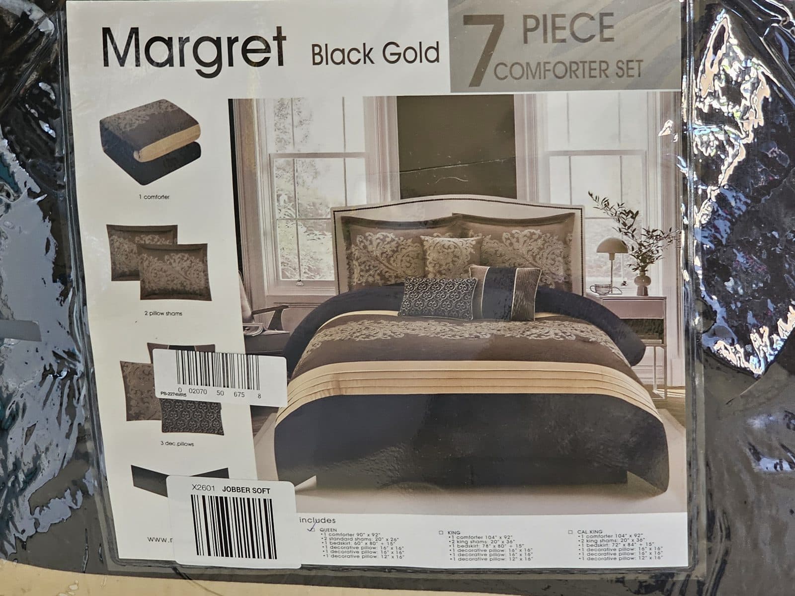 Chic Home Margret 7-Piece Comforter Set - Black/Gold - Queen