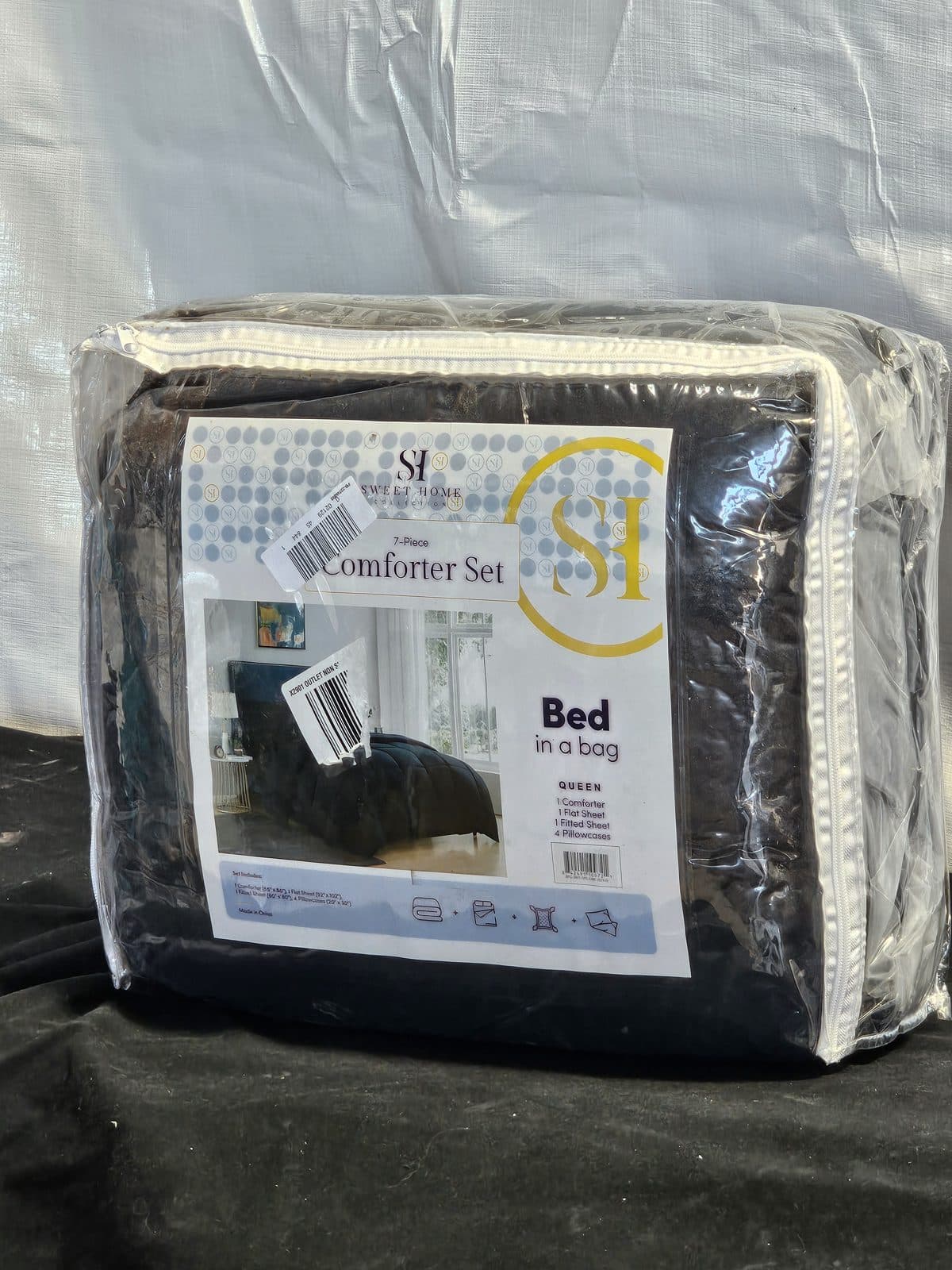 Sweet Home Collection Luxury Solid Bed-in-a-Bag - Navy - Queen