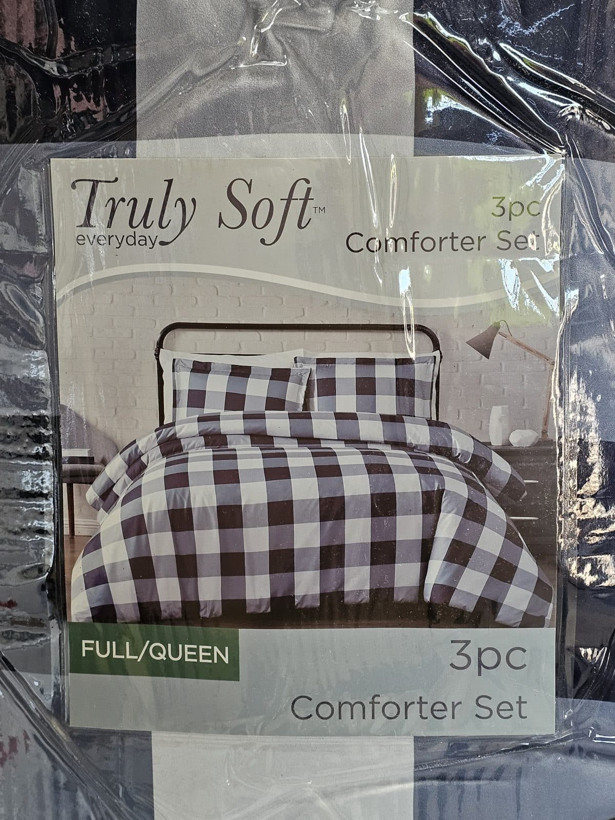 Truly Soft Buffalo Plaid 3-Piece Comforter Set - Navy - Full/Queen