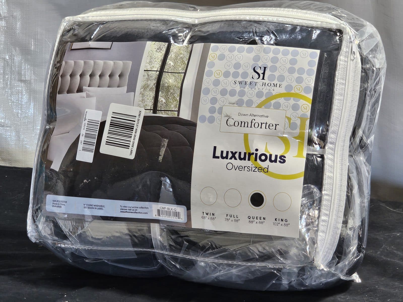 Sweet Home Collection Luxurious Oversized Down-Alternative Comforter - Black - Queen